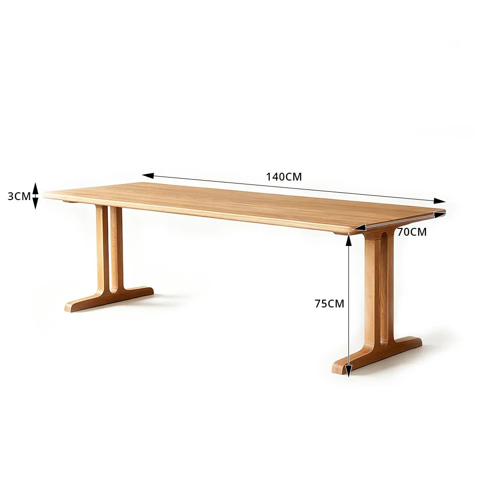 LIVARA Modern Rectangular Solid Pine Wood Dining Table 30mm Thick Top Sturdy T-Shaped Trestle Legs 140/160cm for Dining Room Kitchen - Natural Wood