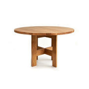 LIVARA Mid Century Round Solid Elm Wood Dining Table Natural Wood Grain Geometric Pedestal Base 90/100cm for Dining Room Kitchen - Vintage Brown