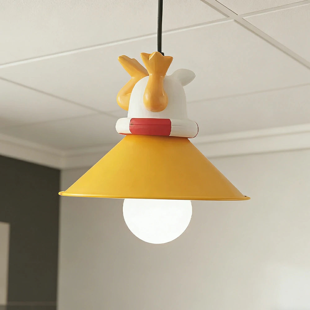 LIVARA Vintage Chandelier Duck Design LED Bulb Included Fabric Shade Elegant Style for Bedroom Dining Living Room