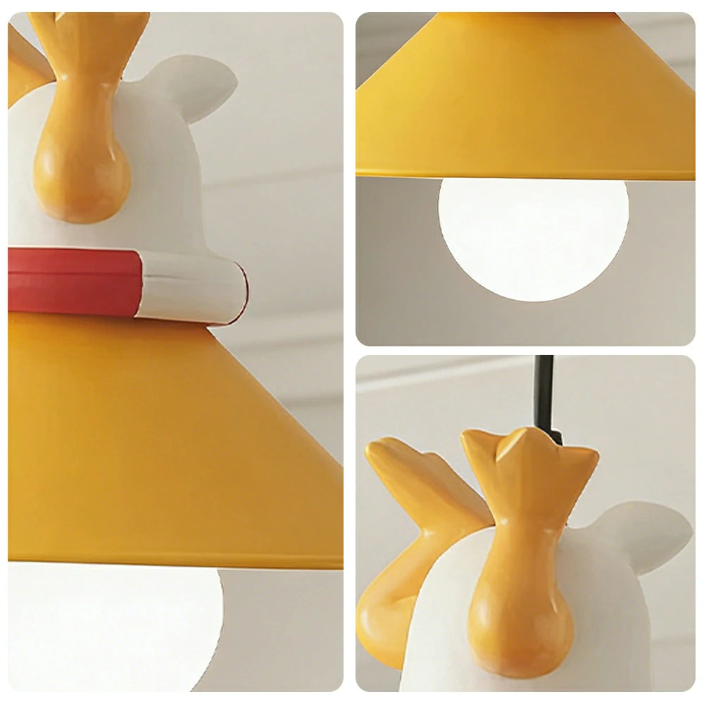 LIVARA Vintage Chandelier Duck Design LED Bulb Included Fabric Shade Elegant Style for Bedroom Dining Living Room