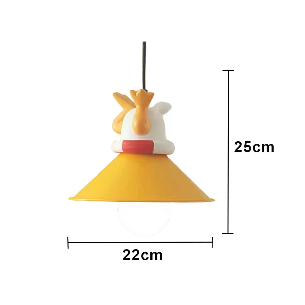 LIVARA Vintage Chandelier Duck Design LED Bulb Included Fabric Shade Elegant Style for Bedroom Dining Living Room