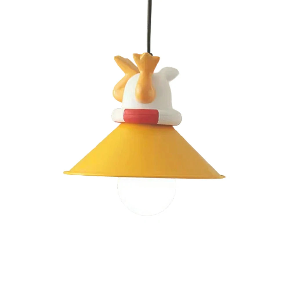 LIVARA Vintage Chandelier Duck Design LED Bulb Included Fabric Shade Elegant Style for Bedroom Dining Living Room
