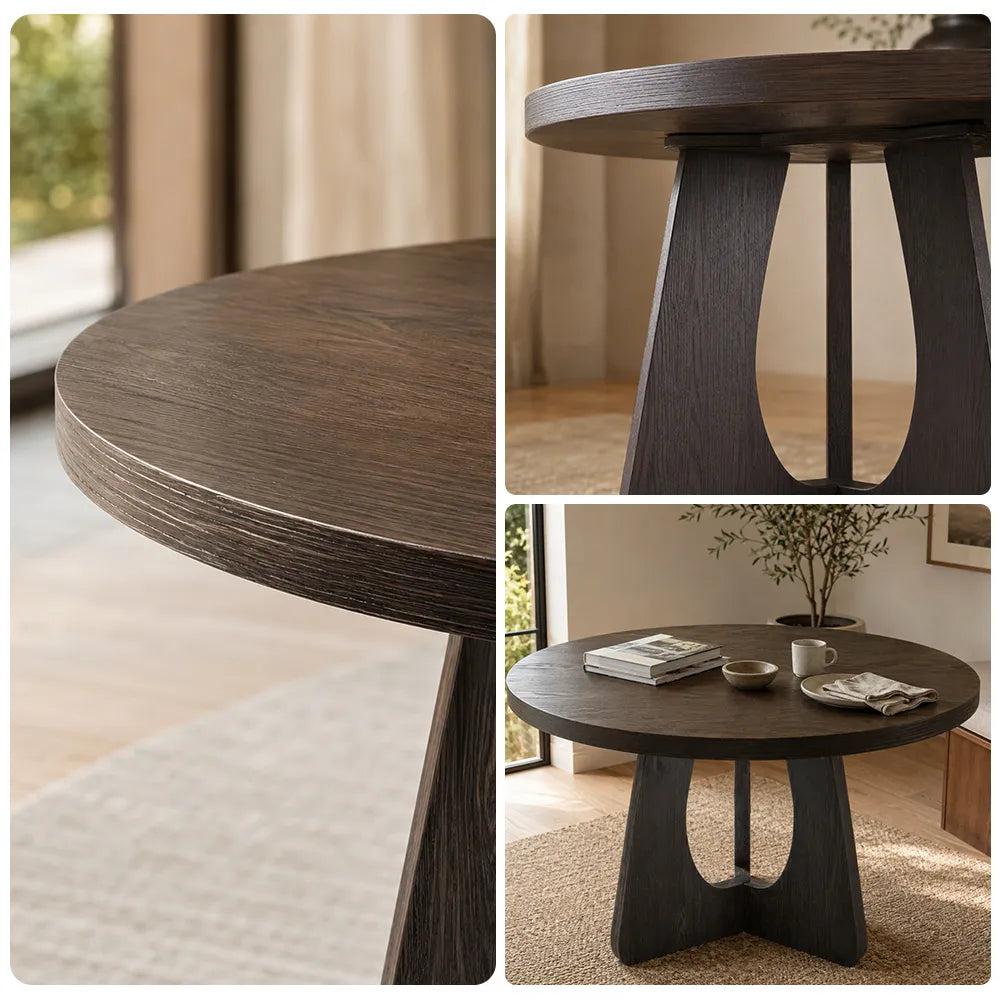 LIVARA Modern Square Solid Pine Wood Dining Table 50mm Thick Top Sculptural Curved Pedestal Base 100/110cm for Dining Room Kitchen - Black