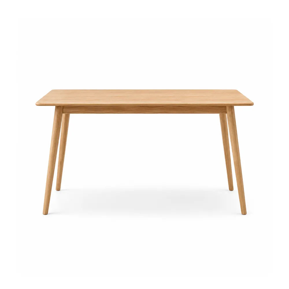 LIVARA Modern Rectangular Solid North American FAS-Grade Red Oak Dining Table Natural Wood Grain Angled Legs 130/150cm - Natural
