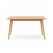 LIVARA Modern Rectangular Solid North American FAS-Grade Red Oak Dining Table Natural Wood Grain Angled Legs 130/150cm - Natural