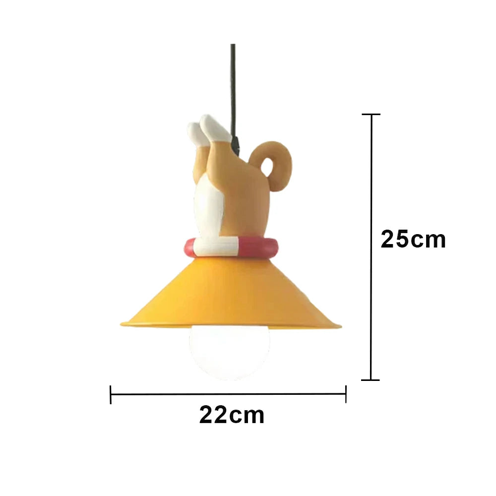 LIVARA Vintage Chandelier Corgi Design LED Bulb Included Fabric Shade Elegant Style for Bedroom Dining Living Room