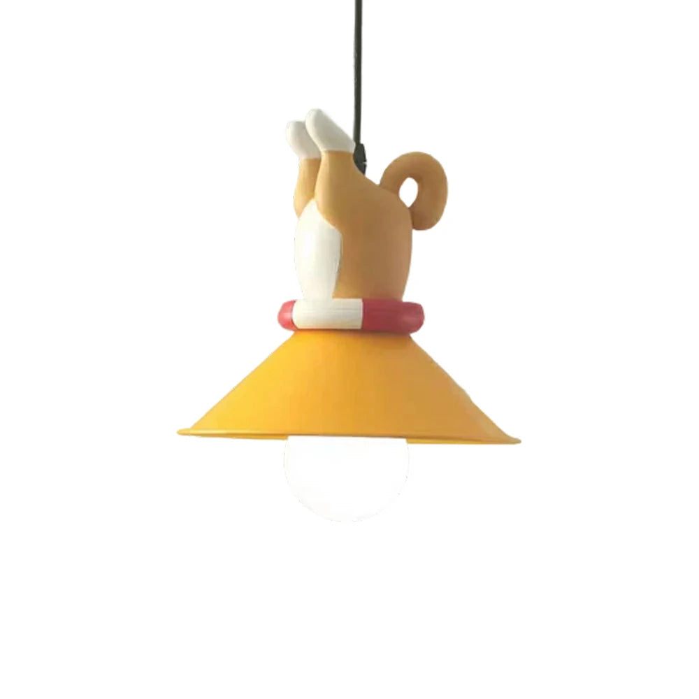 LIVARA Vintage Chandelier Corgi Design LED Bulb Included Fabric Shade Elegant Style for Bedroom Dining Living Room