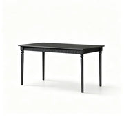 LIVARA Vintage Gothic Solid Wood Dining Table with Decorative Arch Apron, Sculpted Tapered Legs, Reinforced Corner Supports, 120/140cm - Black