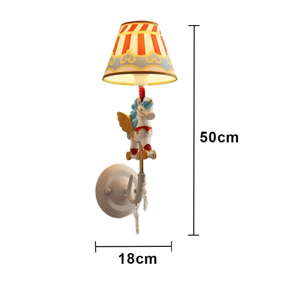LIVARA Vintage Wall Light Circus Design LED Bulb Included Fabric Shade Elegant Style for Bedroom Hallway Living Room