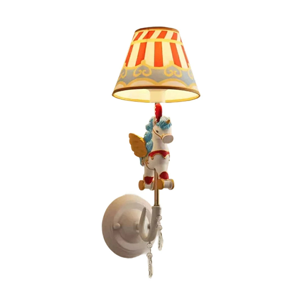 LIVARA Vintage Wall Light Circus Design LED Bulb Included Fabric Shade Elegant Style for Bedroom Hallway Living Room
