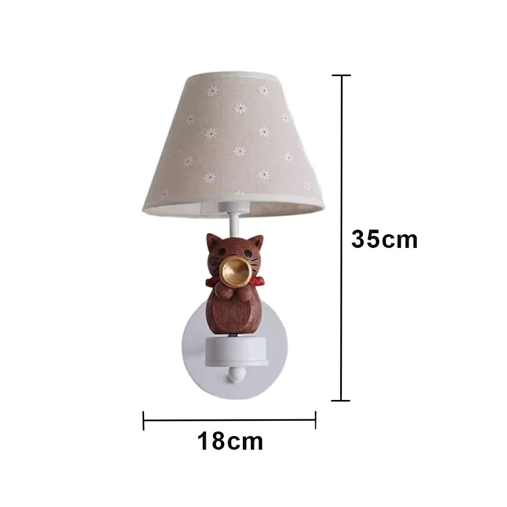 LIVARA Vintage Wall Light Trumpet Design LED Bulb Included Fabric Shade Elegant Style for Bedroom Hallway Living Room - White
