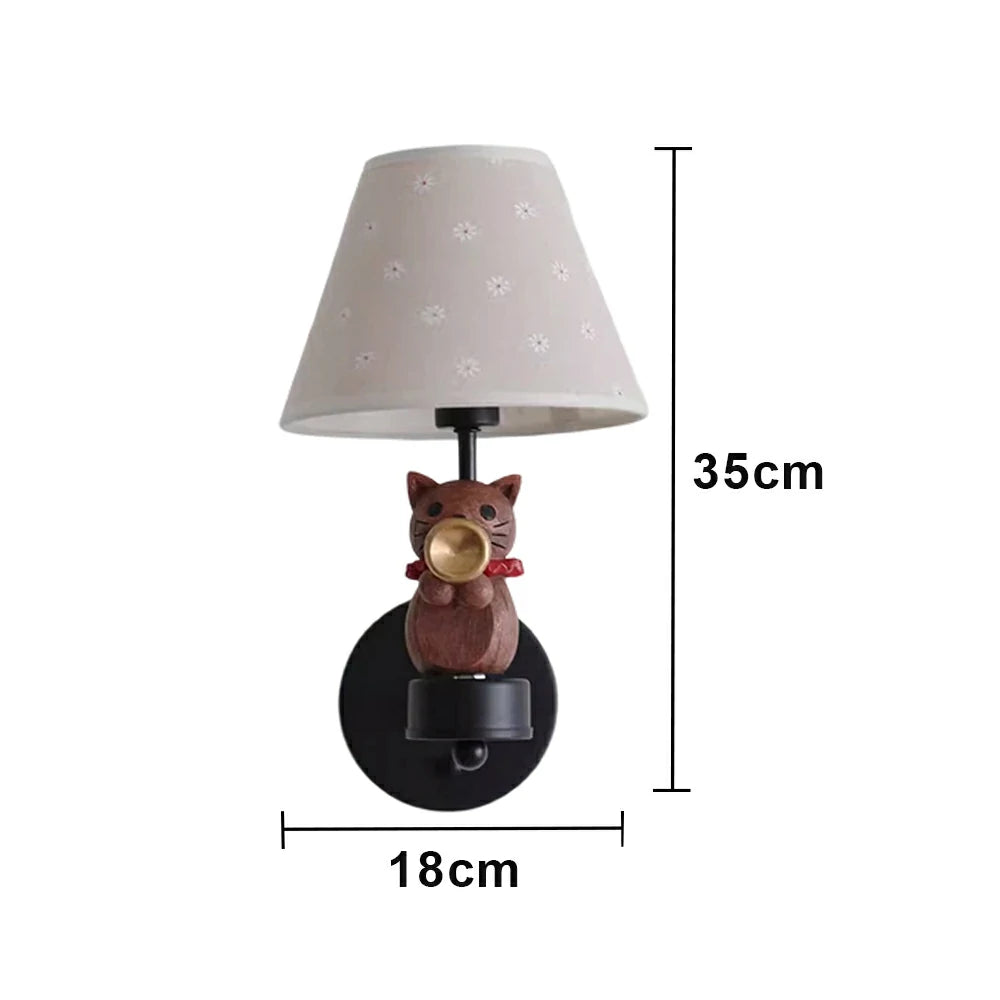 LIVARA Vintage Wall Light Trumpet Design LED Bulb Included Fabric Shade Elegant Style for Bedroom Hallway Living Room - Black