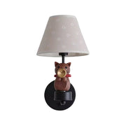 LIVARA Vintage Wall Light Trumpet Design LED Bulb Included Fabric Shade Elegant Style for Bedroom Hallway Living Room - Black