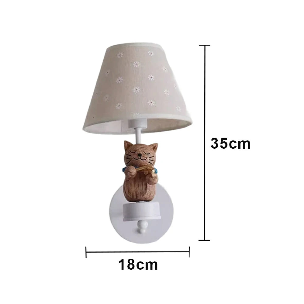 LIVARA Vintage Wall Light Violin Design LED Bulb Included Fabric Shade Elegant Style for Bedroom Hallway Living Room - White