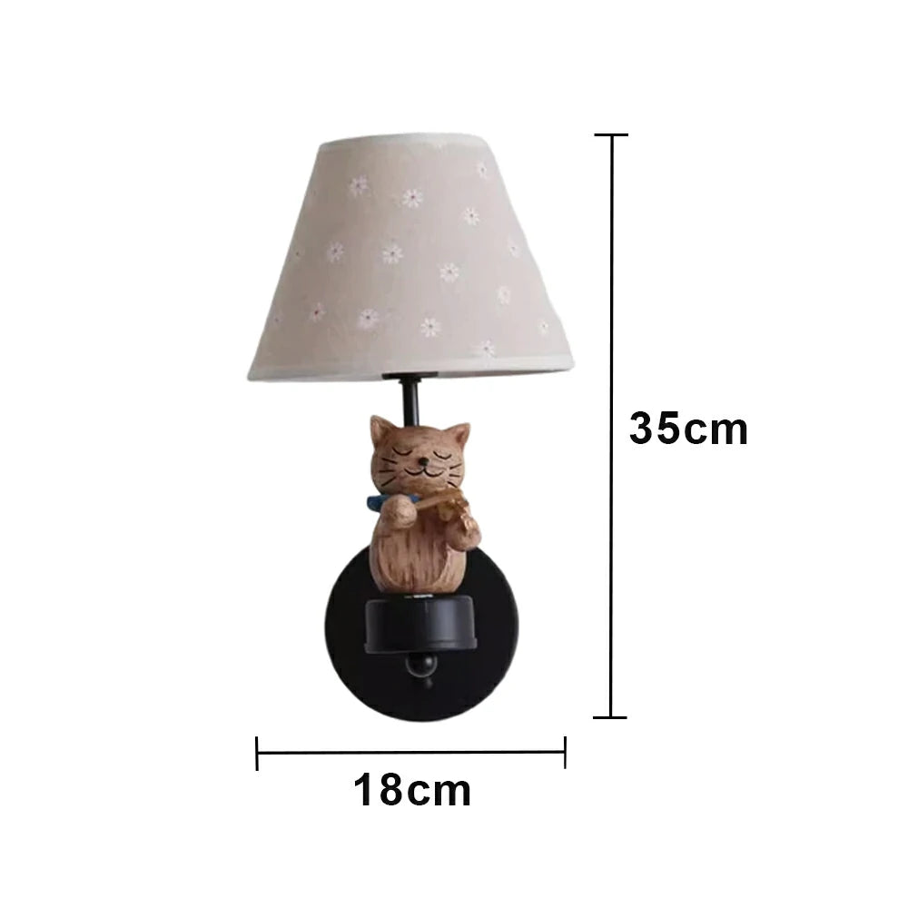 LIVARA Vintage Wall Light Violin Design LED Bulb Included Fabric Shade Elegant Style for Bedroom Hallway Living Room - Black