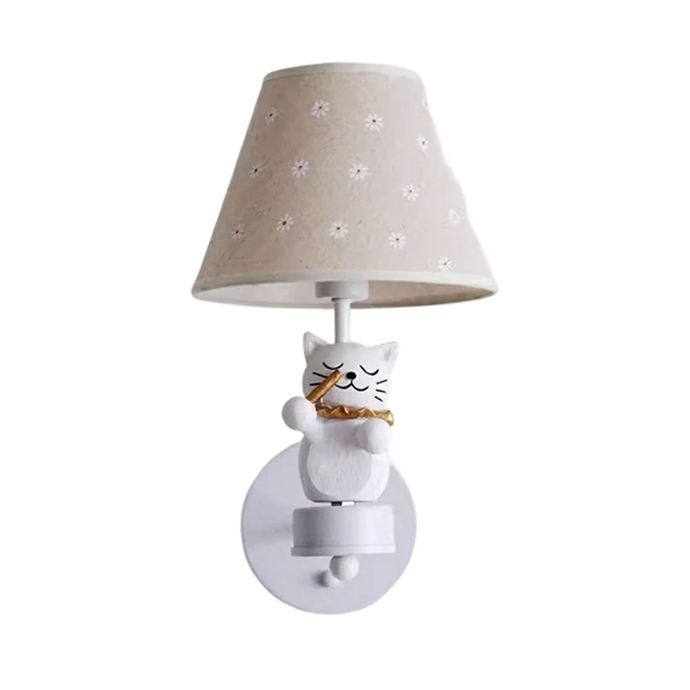 LIVARA Vintage Wall Light Conductor Design LED Bulb Included Fabric Shade Elegant Style for Bedroom Hallway Living Room - White