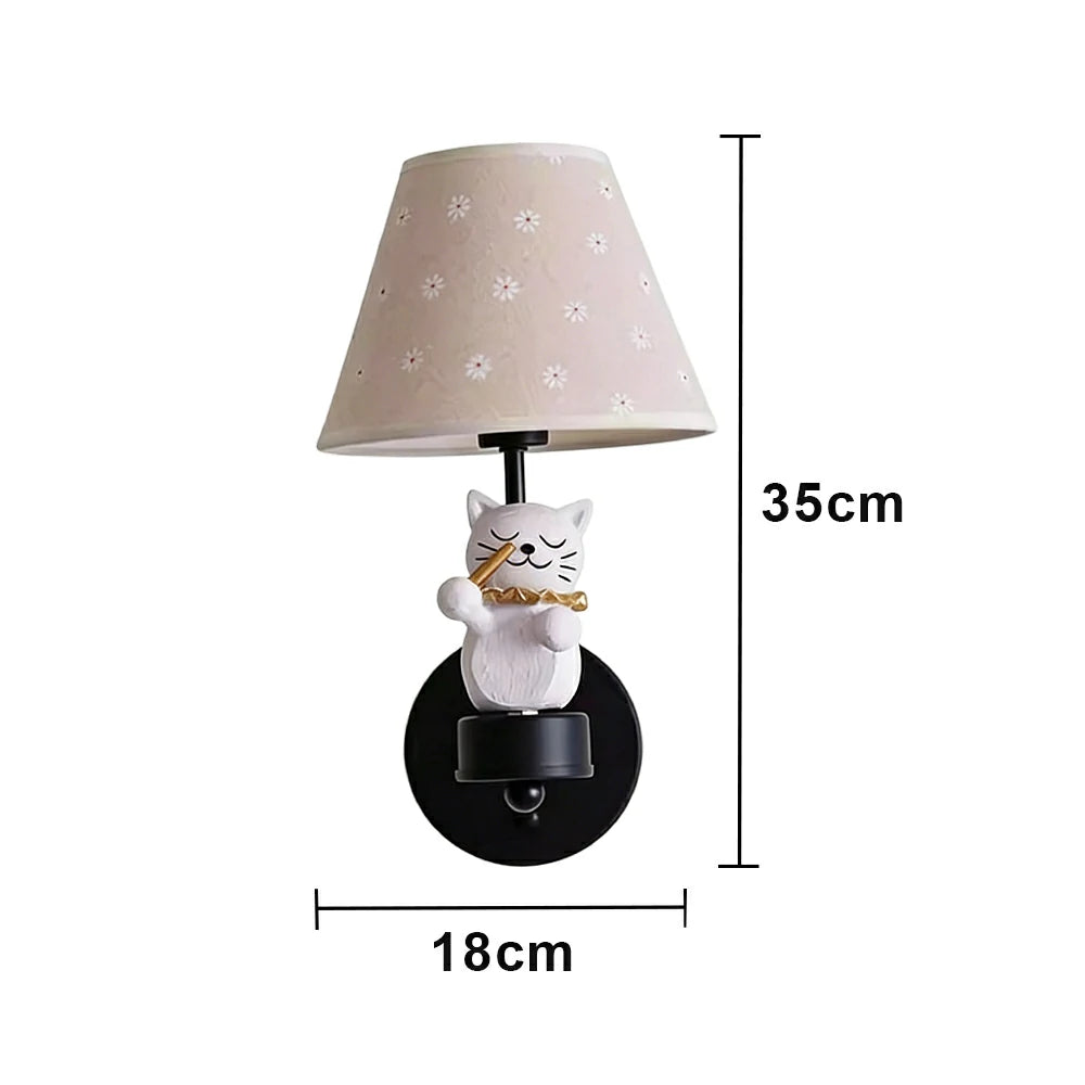 LIVARA Vintage Wall Light Conductor Design LED Bulb Included Fabric Shade Elegant Style for Bedroom Hallway Living Room - Black