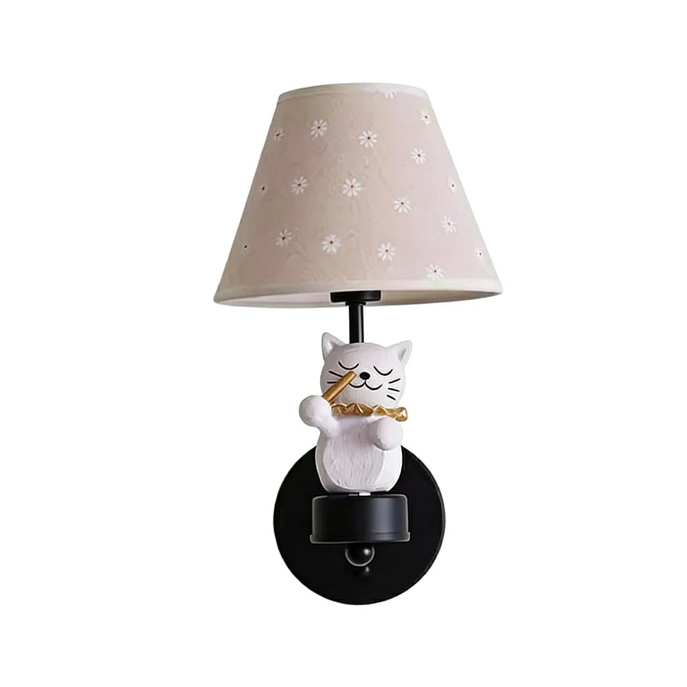 LIVARA Vintage Wall Light Conductor Design LED Bulb Included Fabric Shade Elegant Style for Bedroom Hallway Living Room - Black