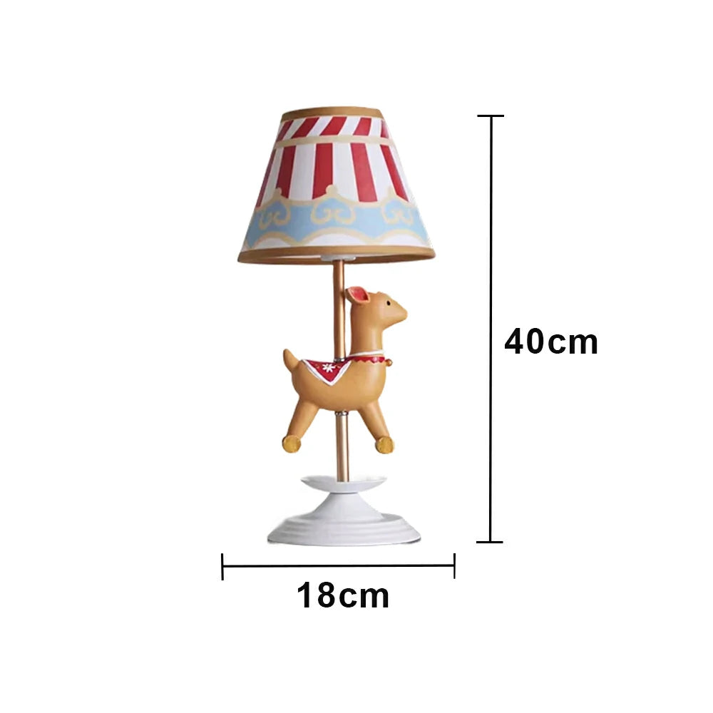 LIVARA Vintage Table Lamp Christmas Deer Design LED Bulb Included Fabric Shade Elegant Style for Bedroom Living Room