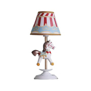 LIVARA Vintage Table Lamp Unicorn Design LED Bulb Included Fabric Shade Elegant Style for Bedroom Living Room - Red