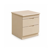 LIVARA Modern Solid Wood Bedside Table with Concealed Key Lock Safe, Double Storage Drawers, Smooth Metal Runners, Rounded Corners, 50cm - White