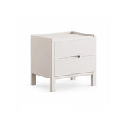 LIVARA Modern Solid Wood Bedside Table with Double Drawers, Metal Drawer Slides, Raised Tabletop Edges, Sturdy Wooden Legs, 40cm - White