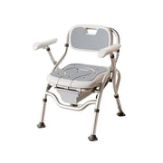LIVARA Large Foldable Shower Chair Suitable for Toilet Use Adjustable Height Soft Wave Cushion Waterproof Panel Anti-Slip Feet for Elderly Pregnant Bathroom Safety