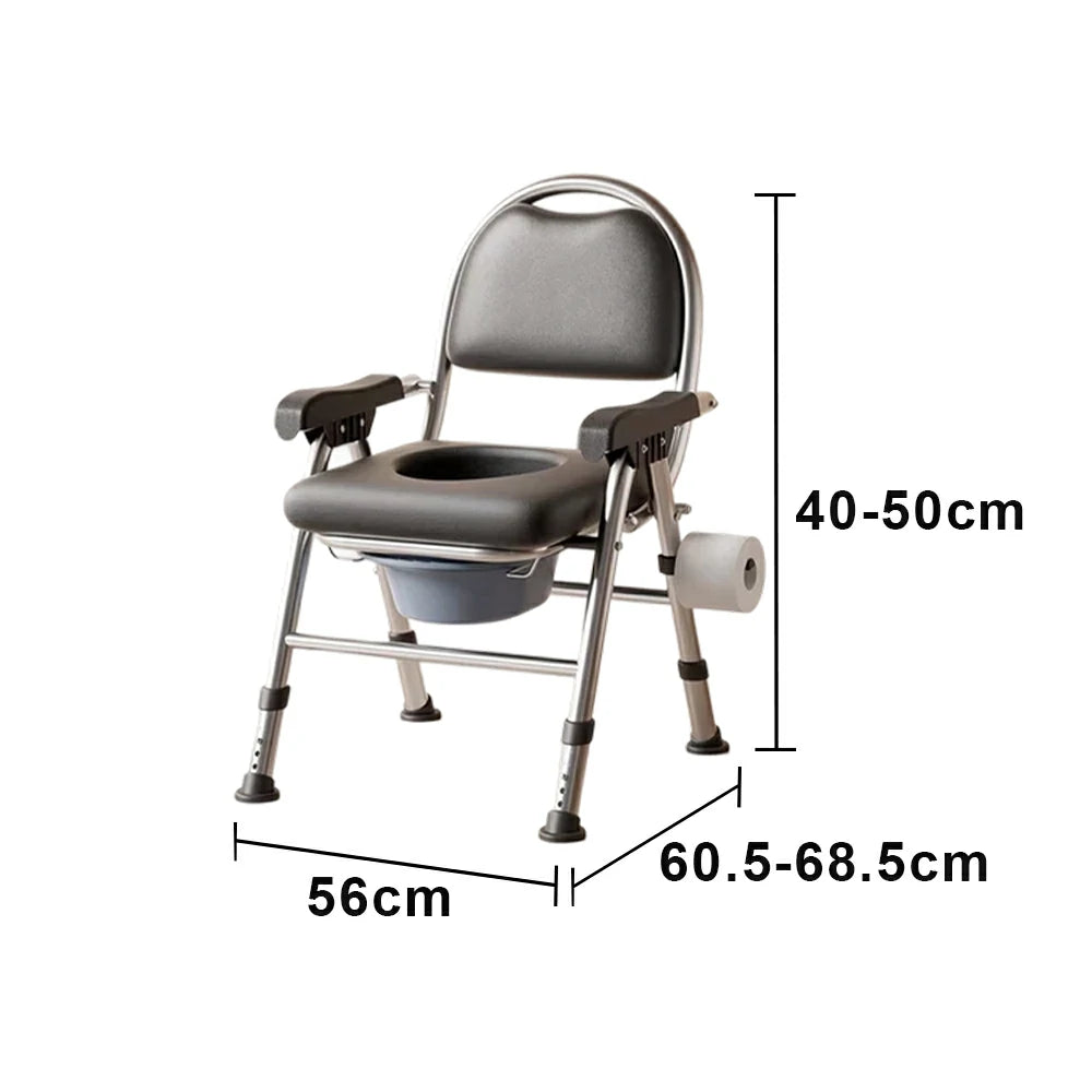 LIVARA Large Foldable Shower Chair Reinforced Steel Frame Adjustable Height Soft Cushion Backrest Anti-Tip for Elderly Pregnant Bathroom Use