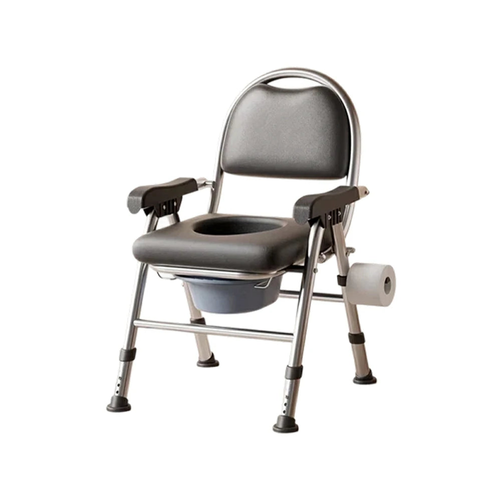 LIVARA Large Foldable Shower Chair Reinforced Steel Frame Adjustable Height Soft Cushion Backrest Anti-Tip for Elderly Pregnant Bathroom Use