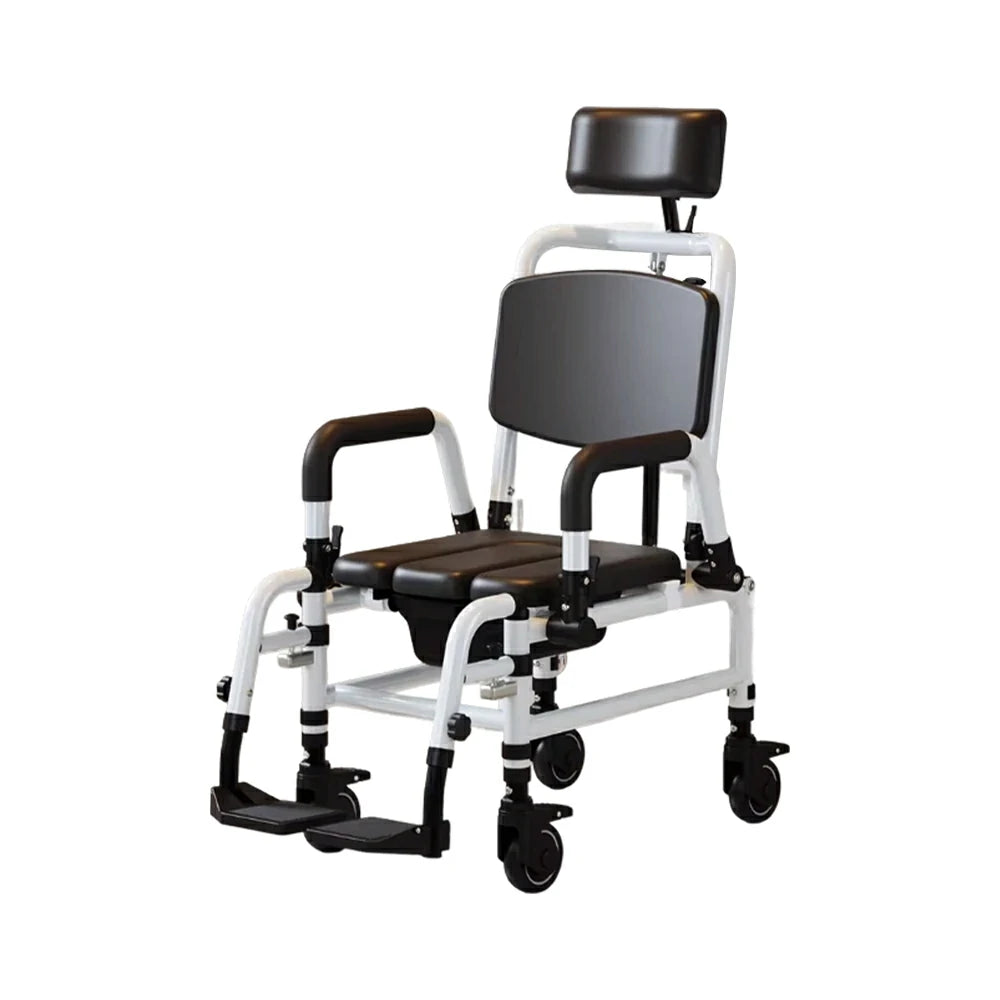 LIVARA Multifunctional Care Commode Chair Adjustable Backrest Soft Cushion Flip-up Armrests Wheels for Elderly Pregnant Home Bathroom Use