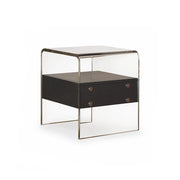 LIVARA Modern Bedside Table with Acrylic Legs, E0-Grade Wood Drawers, Transparent Frame, Minimalist Design - Black