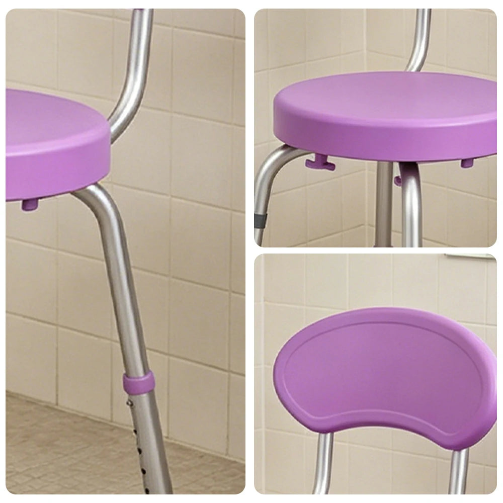 LIVARA 360-Degree Swivel Shower Chair Adjustable Height Anti-Slip Base Durable PE Seat for Elderly Disabled Home Bathroom Use