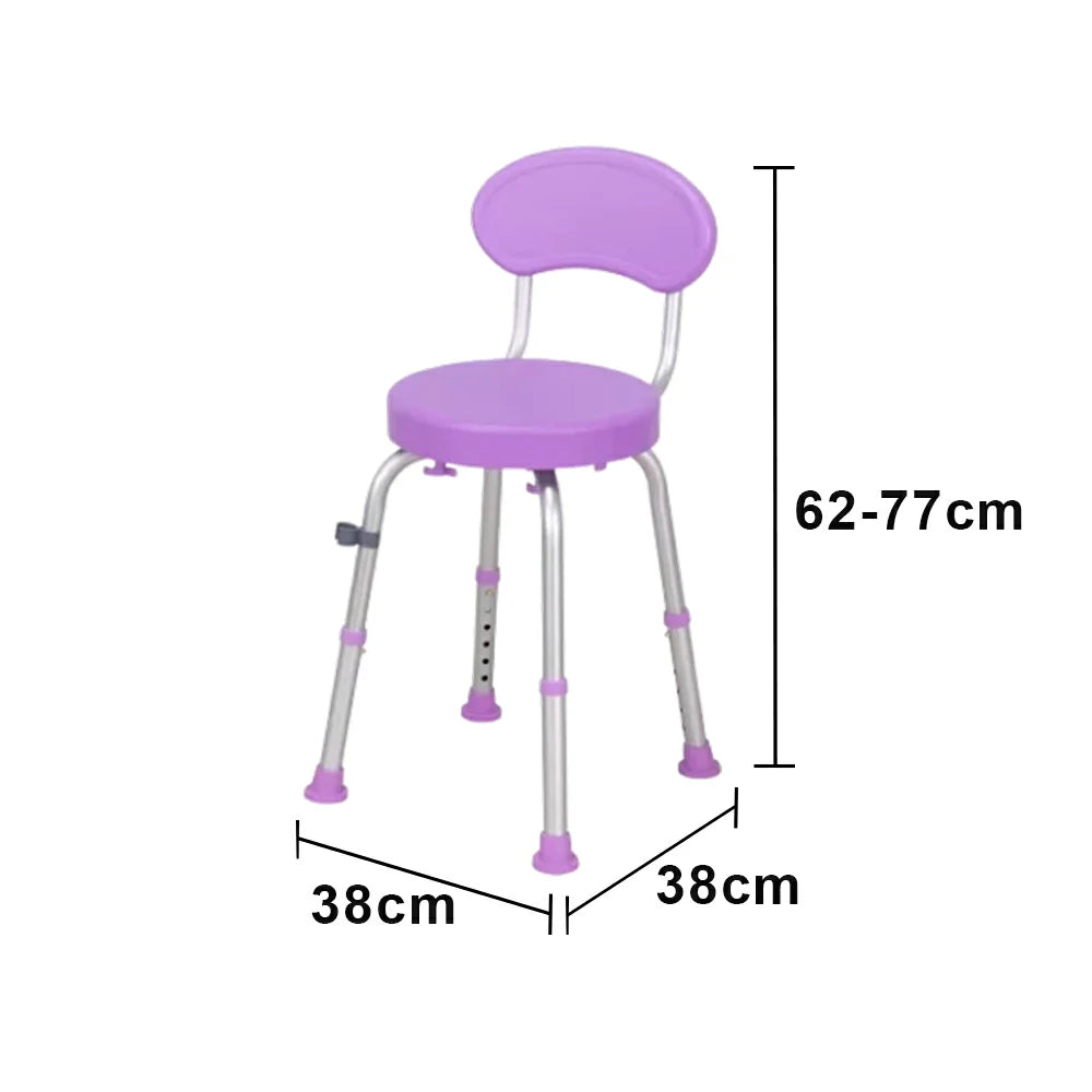 LIVARA 360-Degree Swivel Shower Chair Adjustable Height Anti-Slip Base Durable PE Seat for Elderly Disabled Home Bathroom Use