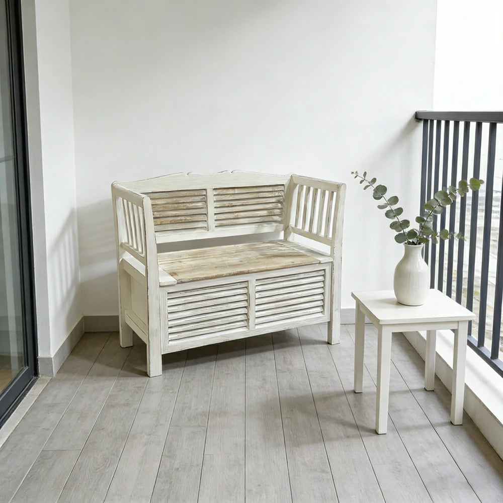 LIVARA Vintage French Country Storage Bench Flip Top Seat Solid Wood Farmhouse Entryway Bench with Hidden Storage