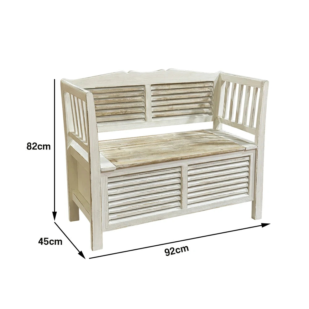 LIVARA Vintage French Country Storage Bench Flip Top Seat Solid Wood Farmhouse Entryway Bench with Hidden Storage