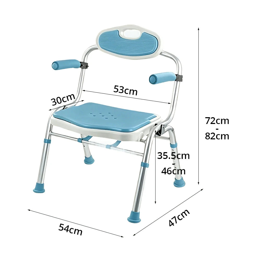 LIVARA Foldable Shower Chair Wide Seat EVA Cushion Triangular Support Anti-slip Feet for Elderly Pregnant Bathroom Home Use - Blue
