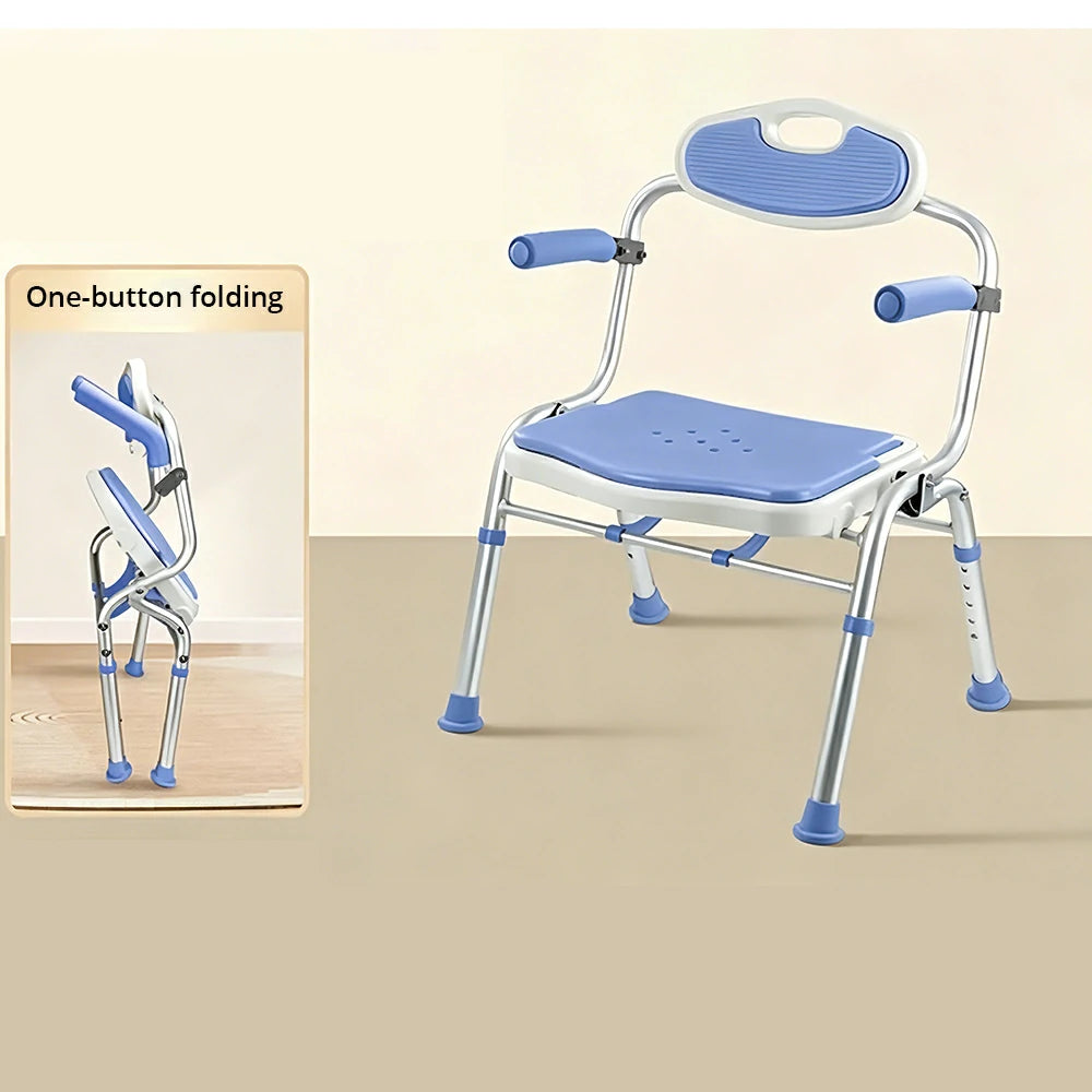 LIVARA Foldable Shower Chair Wide Seat EVA Cushion Triangular Support Anti-slip Feet for Elderly Pregnant Bathroom Home Use - Purple