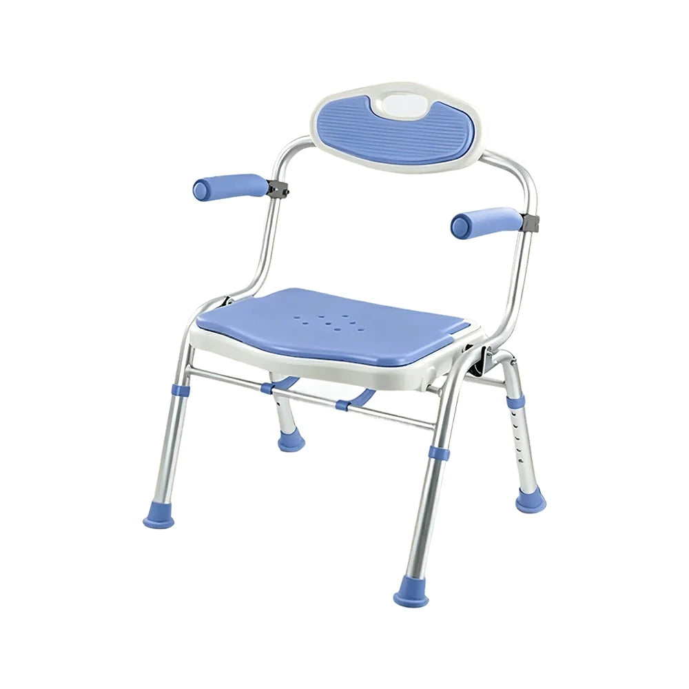 LIVARA Foldable Shower Chair Wide Seat EVA Cushion Triangular Support Anti-slip Feet for Elderly Pregnant Bathroom Home Use - Purple