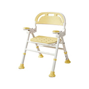 LIVARA Wide Foldable Shower Chair Extra-wide Seat EVA Cushion Triangular Support Anti-slip Feet for Elderly Pregnant Bathroom Home Use - Yellow