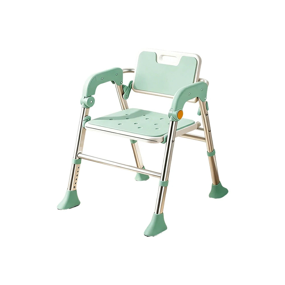 LIVARA Foldable Shower Chair Large Backrest EVA Cushion Triangular Support Anti-slip Feet for Elderly Pregnant Bathroom Home Use - Green