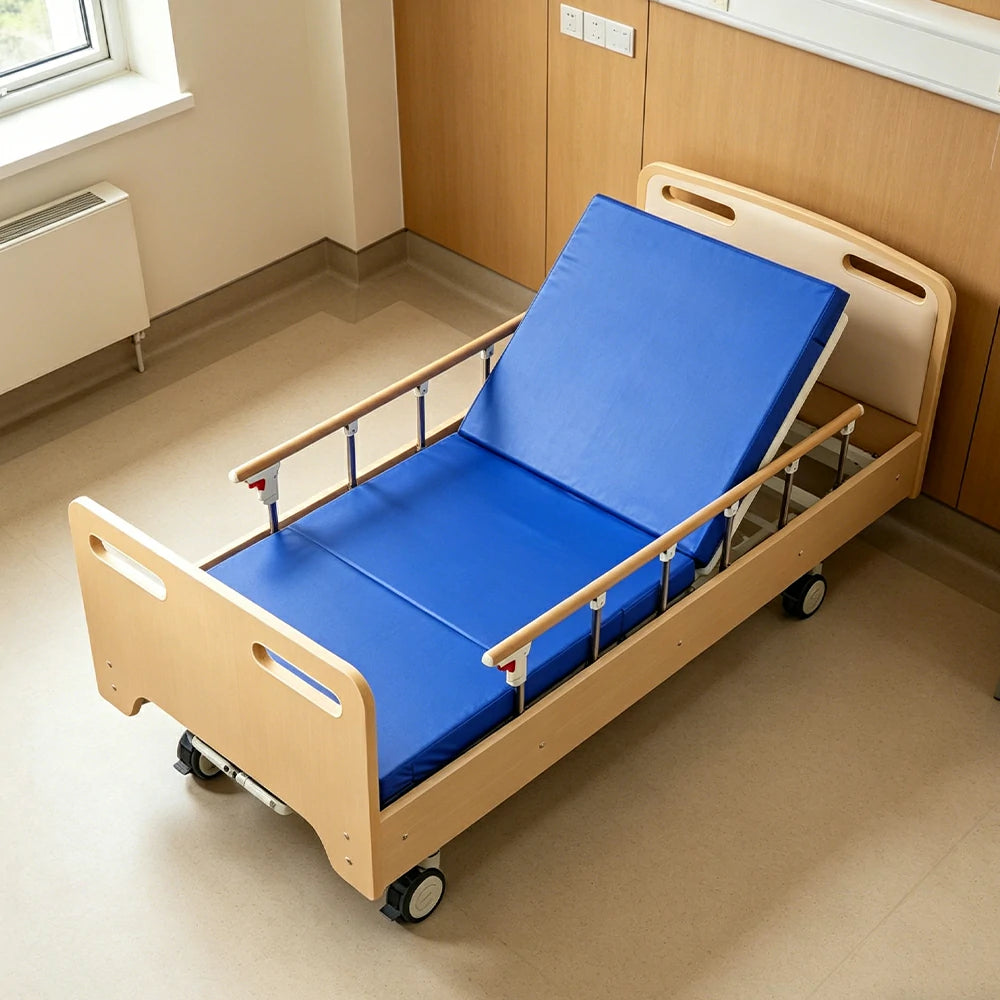 LIVARA Manual Two-function Care Bed Adjustable Backrest & Leg Rest with Wheels for Elderly Post-surgery Home Use