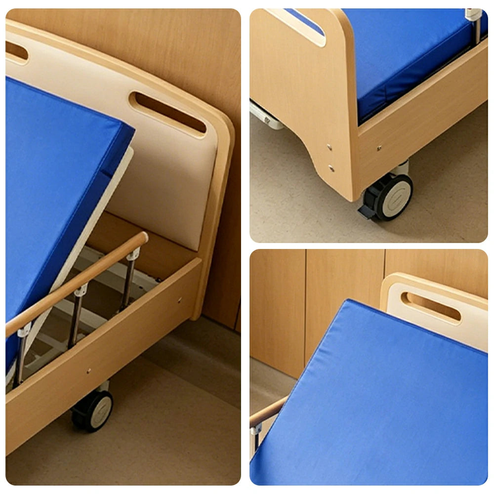 LIVARA Manual Two-function Care Bed Adjustable Backrest & Leg Rest with Wheels for Elderly Post-surgery Home Use