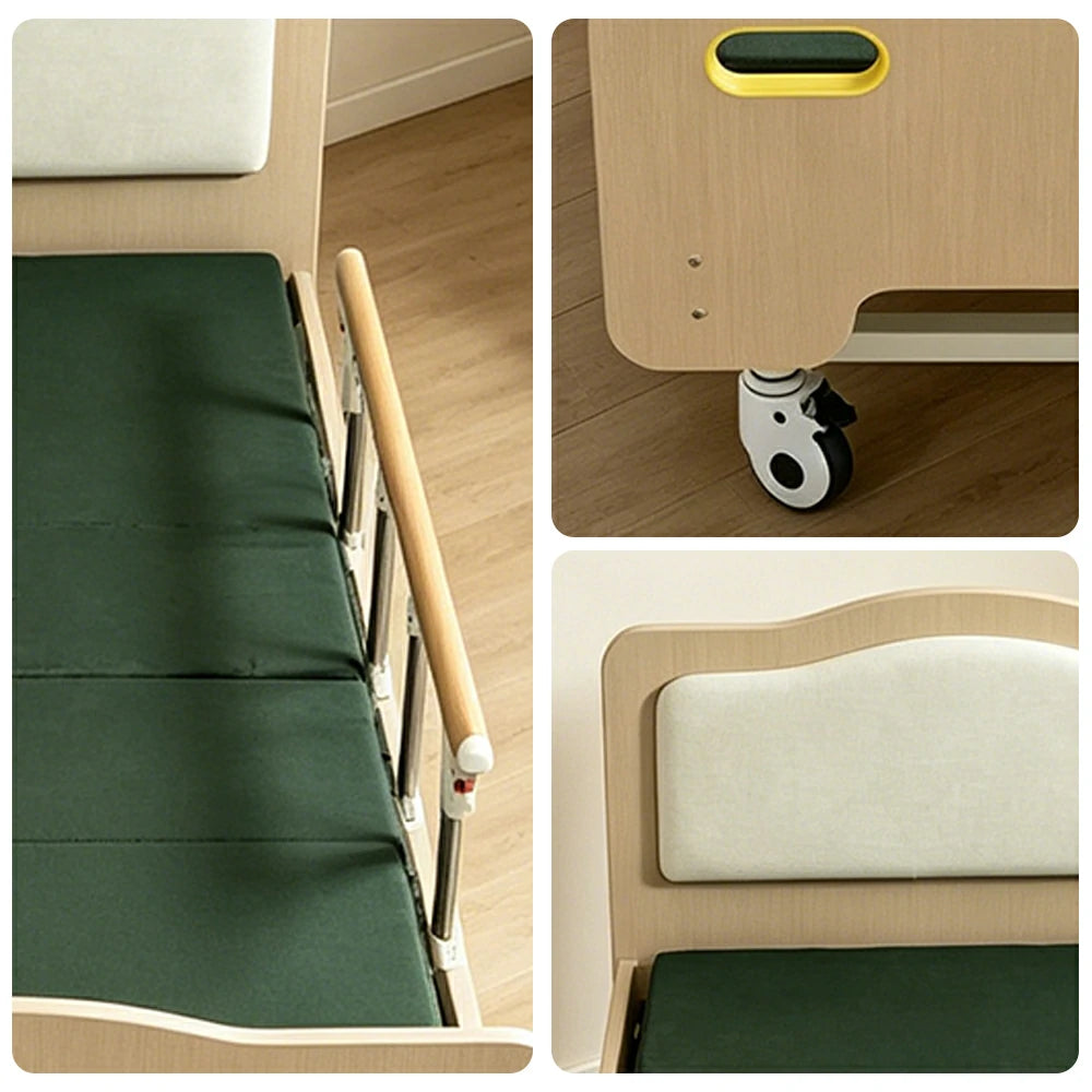 LIVARA Multifunctional Care Bed Ergonomic Adjustable Back & Leg Wood Finish for Elderly Post-surgery Home Use