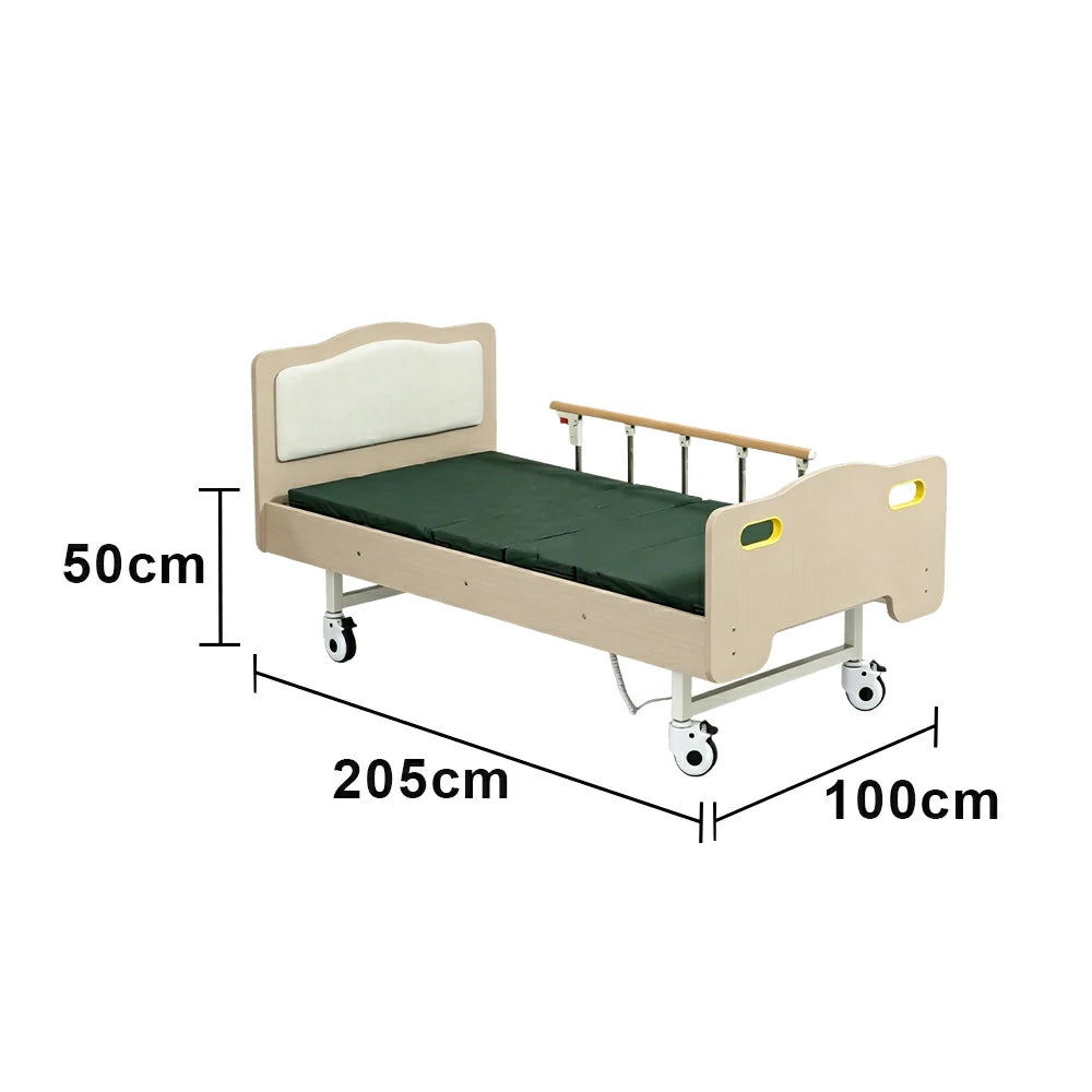 LIVARA Multifunctional Care Bed Ergonomic Adjustable Back & Leg Wood Finish for Elderly Post-surgery Home Use