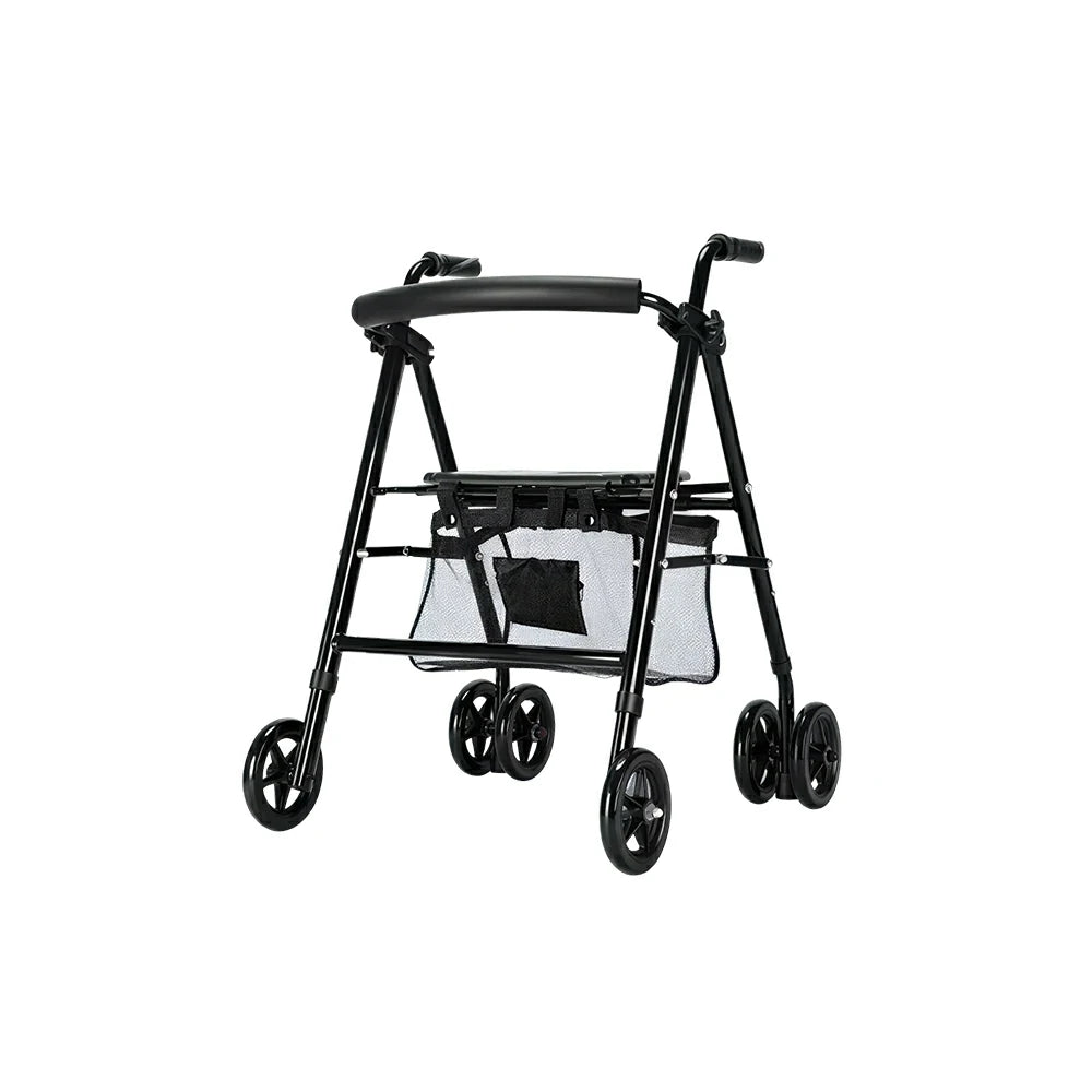 LIVARA Multifunctional Walker with Lightweight Aluminium Frame and Foldable Seat for Elderly Home and Outdoor Support