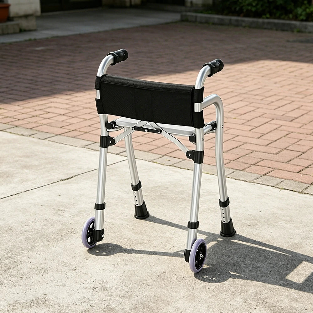 LIVARA Lightweight Wheeled Walker with Aviation Aluminium Frame and Quick Fold for Elderly Home and Outdoor Support
