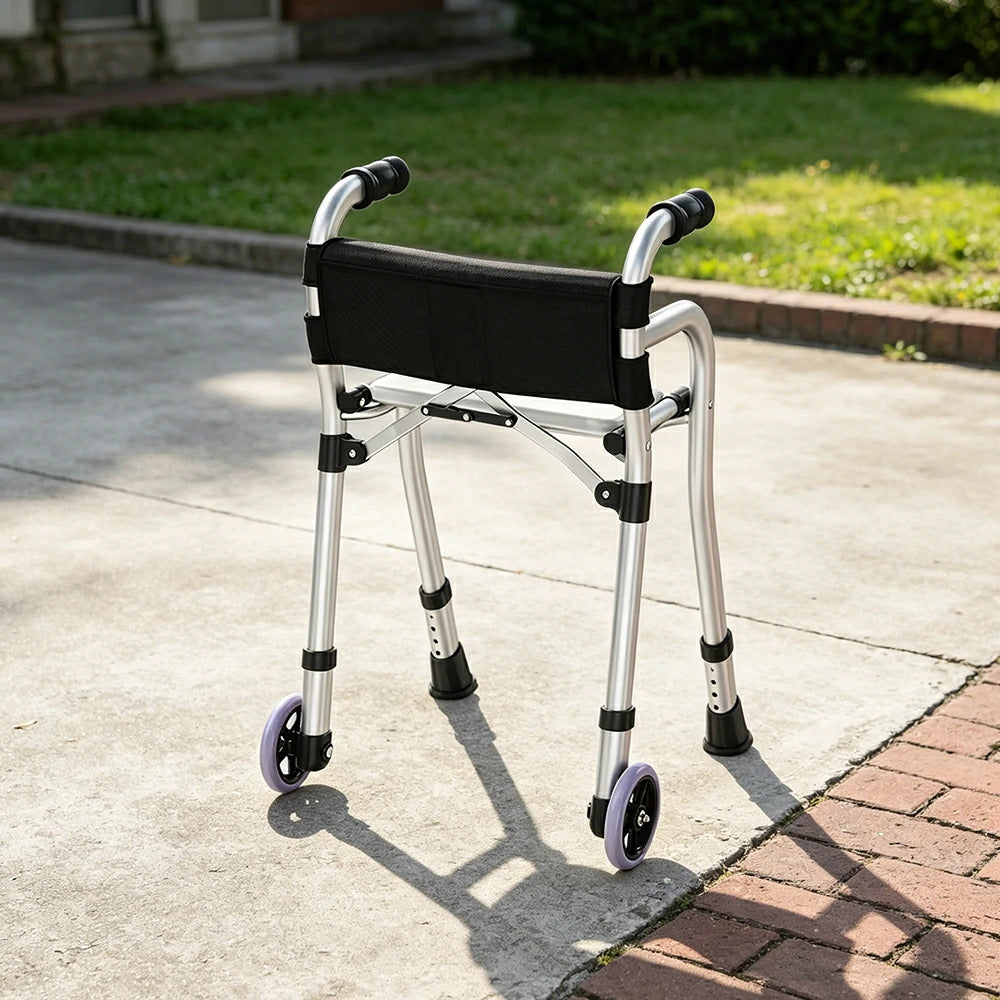 LIVARA Lightweight Wheeled Walker with Aviation Aluminium Frame and Quick Fold for Elderly Home and Outdoor Support