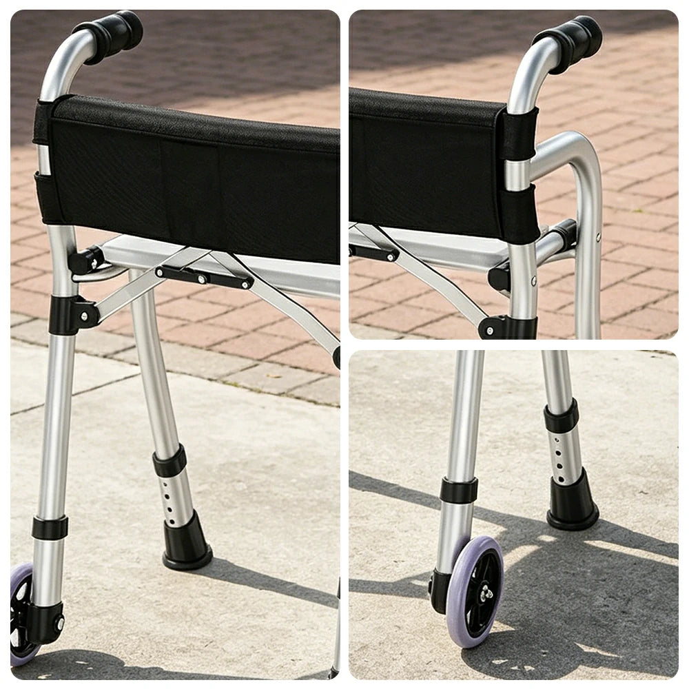 LIVARA Lightweight Wheeled Walker with Aviation Aluminium Frame and Quick Fold for Elderly Home and Outdoor Support