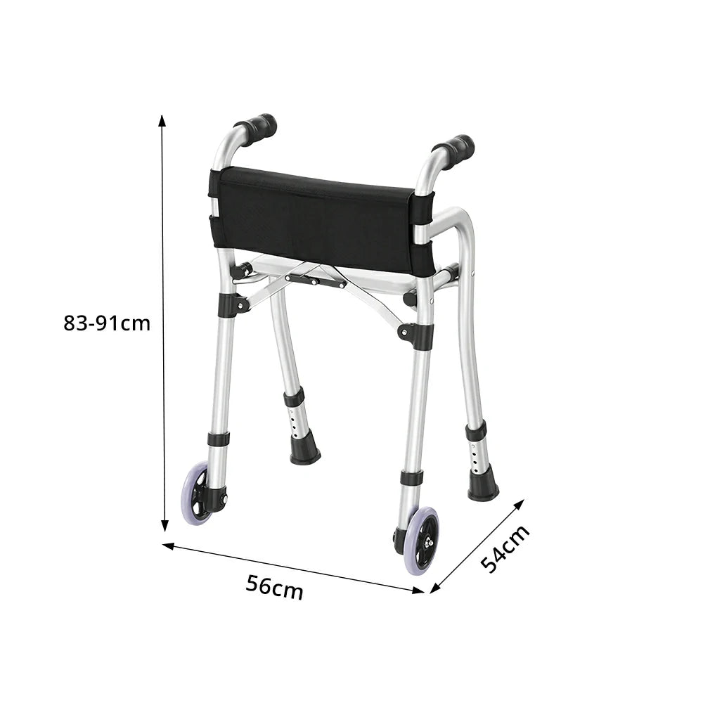 LIVARA Lightweight Wheeled Walker with Aviation Aluminium Frame and Quick Fold for Elderly Home and Outdoor Support
