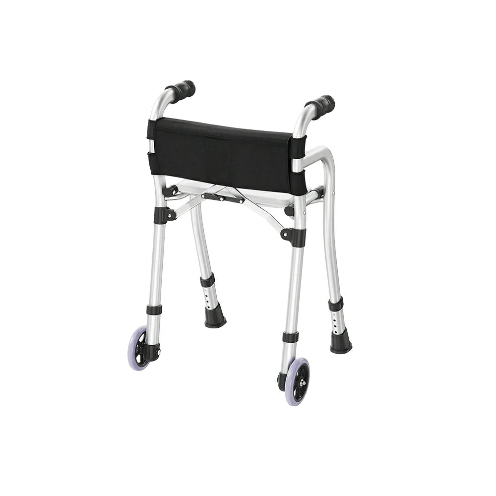 LIVARA Lightweight Wheeled Walker with Aviation Aluminium Frame and Quick Fold for Elderly Home and Outdoor Support